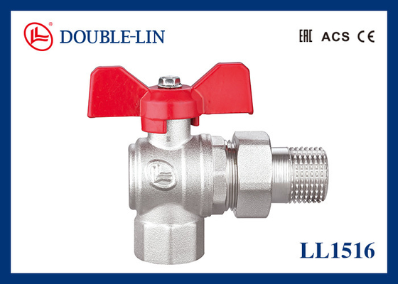 1/2 " do 1 " Mężczyzna X Kobieta 25 Bar Brass Ball Valve Typ kąta z obrotową muszką z uchwytem T